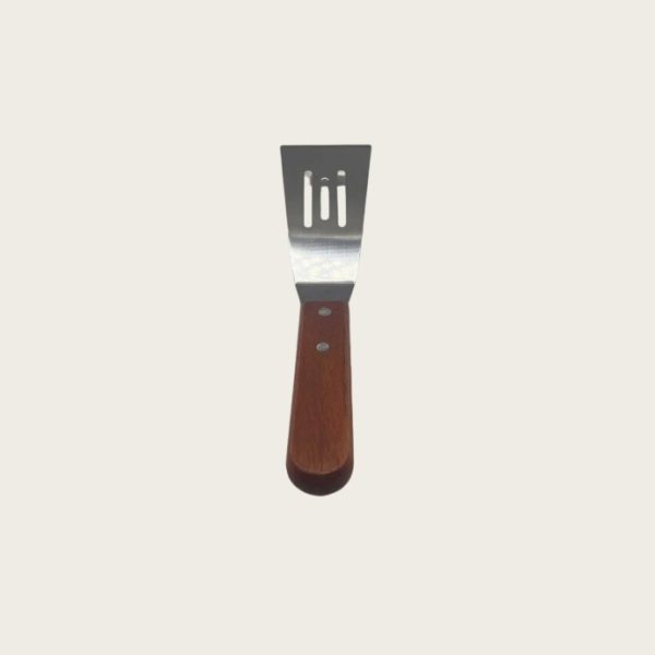 wood handled small frying pan and stainless steel small colander