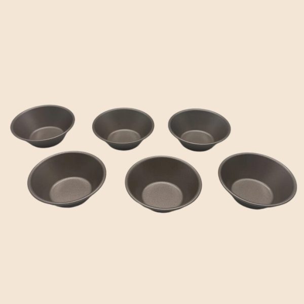 thickened carbon steel non stick egg tart mold tray, 6 pieces in a set, egg tart cup tray