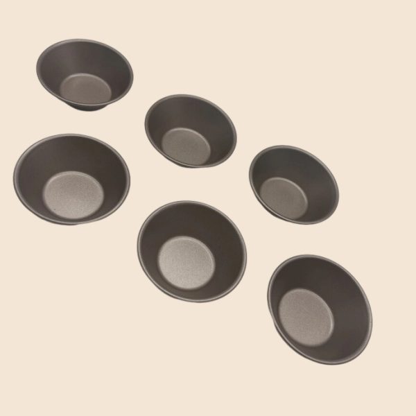 thickened carbon steel non stick egg tart mold tray, 6 pieces in a set, egg tart cup tray