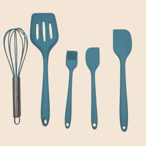 blue silicone kitchenware 5 piece set of kitchen cooking utensils sets