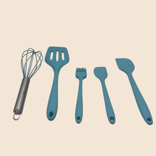 blue silicone kitchenware 5 piece set of kitchen cooking utensils sets