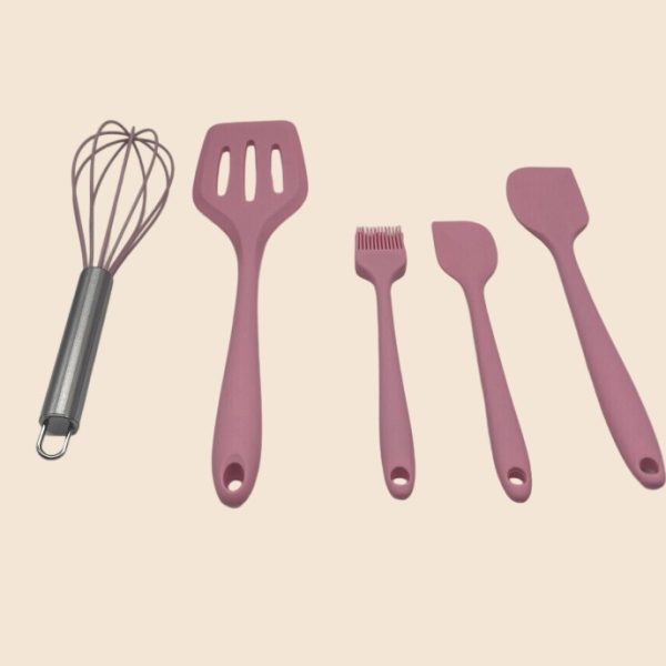 pink silicone kitchenware 5 piece set of kitchen cooking utensils sets