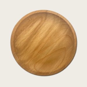 small round wooden tray