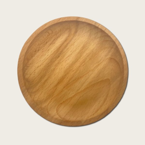 small round wooden tray