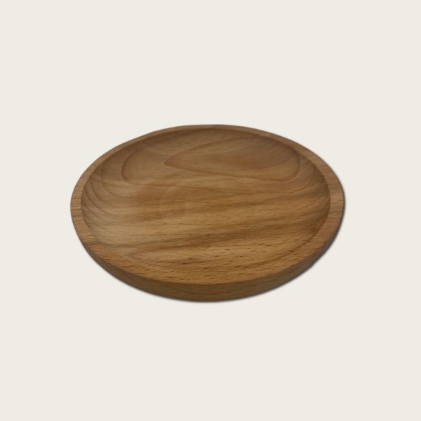 small round wooden tray