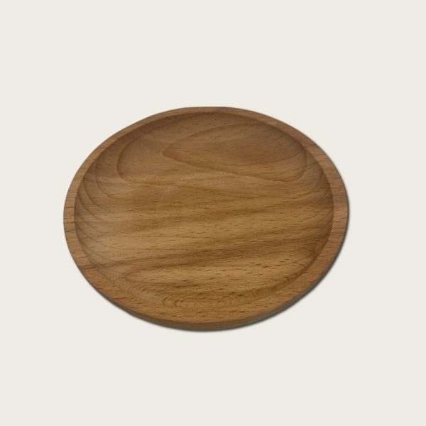 small round wooden tray